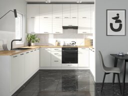 Kitchen Cabinet Set Kitchenette Units Modern Freestanding 5 Cupboards Chalk White Gloss 170cm DIY Complete - Junona - thumbnail 2