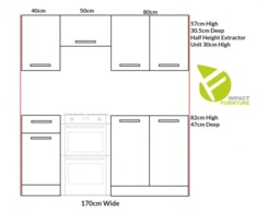 Kitchen Cabinet Set Kitchenette Units Modern Freestanding 5 Cupboards Chalk White Gloss 170cm DIY Complete - Junona - thumbnail 3