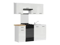 Kitchen Cabinet Set Kitchenette Units Modern Freestanding 5 Cupboards Chalk White Gloss 170cm DIY Complete - Junona - thumbnail 4