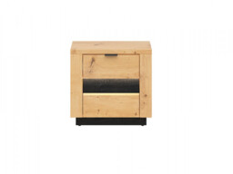 Bedside Cabinet Nightstand 2 Drawer Bedroom Storage Unit Artisan Oak / Burnt Board Effect with LEDs - Ostia - thumbnail 4
