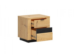 Bedside Cabinet Nightstand 2 Drawer Bedroom Storage Unit Artisan Oak / Burnt Board Effect with LEDs - Ostia - thumbnail 3