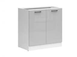 Kitchen Cabinet 800mm Base 2 Door Modern Freestanding Cupboard Unit 80cm Light Grey Gloss - Junona - thumbnail 4