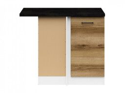 Kitchen Corner Cabinet 1000 Base Unit 100cm Left Light Delano Oak Modern Free Standing L Shaped - Junona - thumbnail 1