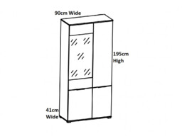 Modern Oak Effect Finish Wide Tall Glass Fronted Display Cabinet Storage 2 Door Unit with LED Light - Zele - thumbnail 4