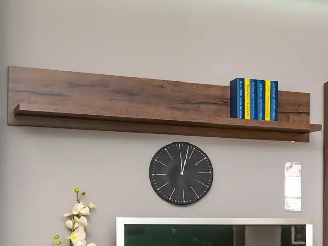 Wall Shelf Floating Panel 140 cm Living Room Hallway Storage Shelving Oak Effect - Balin - image 1