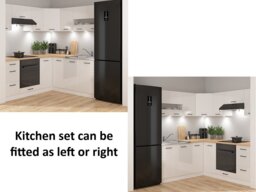 Kitchen Corner Cabinets Set 11 Units White Gloss Modern L Shaped Complete DIY Freestanding Cupboards - Junona - thumbnail 3