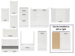 Kitchen Corner Cabinets Set 11 Units White Gloss Modern L Shaped Complete DIY Freestanding Cupboards - Junona - thumbnail 4