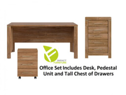 Home Office Furniture Set with Desk Mobile Pedestal Chest of Drawers Oak Effect - Gent - thumbnail 3