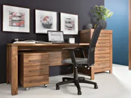 Home Office Furniture Set with Desk Mobile Pedestal Chest of Drawers Oak Effect - Gent - thumbnail 1