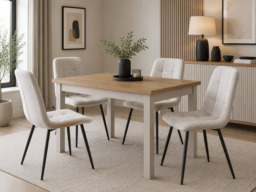 Compact Dining Table Beige and Light Oak 4 6 8 Seater Extending 120cm to 160cm – Ramen Midi