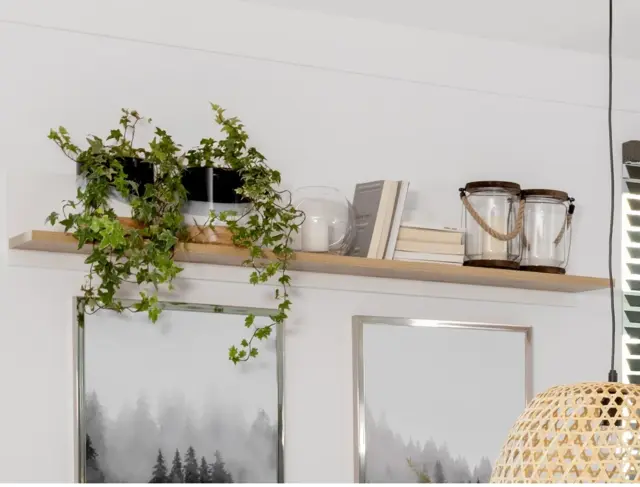Wall Shelf Floating Shelf Storage Display Panel Unit 106cm Small White Oak Style Scandi Furniture - Holten - image 1