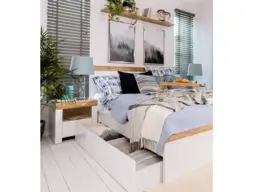 Wall Shelf Floating Shelf Storage Display Panel Unit 106cm Small White Oak Style Scandi Furniture - Holten - thumbnail 2