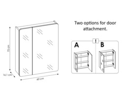 600mm Bathroom Mirror Cabinet Oak Narrow Wall Mounted Mirrored Slim Storage Unit - Aruba - thumbnail 5