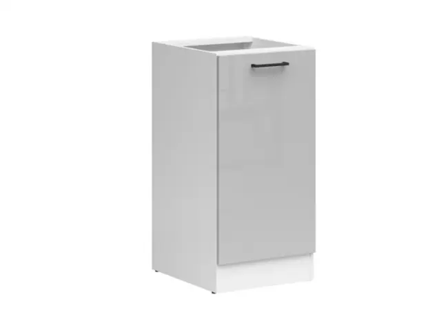 Kitchen Cabinet 400mm Base Modern Freestanding Cupboard Unit 40cm Left Hand Grey Gloss - Junona - image 1