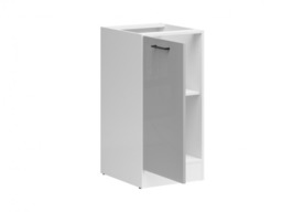 Kitchen Cabinet 400mm Base Modern Freestanding Cupboard Unit 40cm Left Hand Grey Gloss - Junona - thumbnail 3