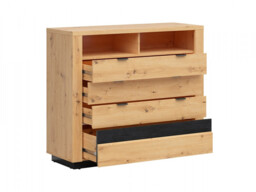 2 Over 4 Chest of Drawers Storage Cabinet with LED Light Display Artisan Oak and Black Effect 116.5cm - Ostia - thumbnail 4