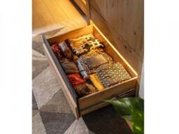 2 Over 4 Chest of Drawers Storage Cabinet with LED Light Display Artisan Oak and Black Effect 116.5cm - Ostia - thumbnail 2
