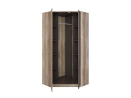 Large Corner Wardrobe L Shaped Free Standing Double 2 Door Bedroom Storage Oak Dark Grey Rustic Urban - Malcolm - thumbnail 4