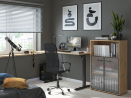Standing Desk Rising Height Adjustable Motorised Electric Frame Sit Stand Home Office 140cm Left Corner Desk in Oak Finish - Space Office - thumbnail 4
