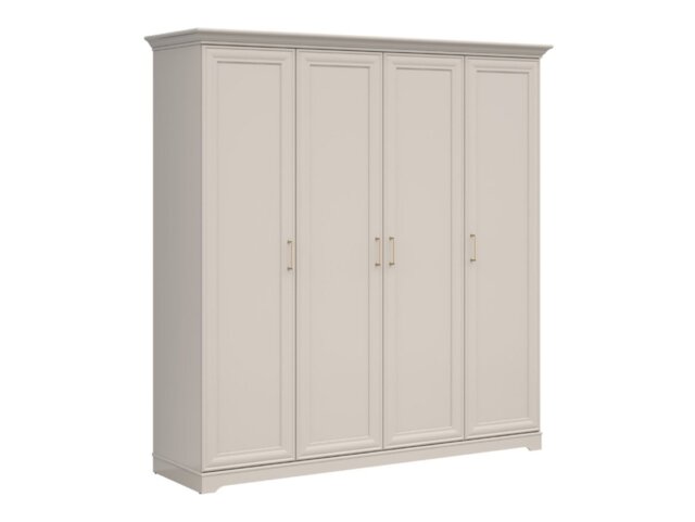 Large Wardrobe 4 Door Storage Cabinet Quadruple Wardrobe Shelves Hanging Rails Shaker Style Cashmere Beige - Anga - image 1