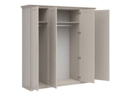Large Wardrobe 4 Door Storage Cabinet Quadruple Wardrobe Shelves Hanging Rails Shaker Style Cashmere Beige - Anga - thumbnail 3