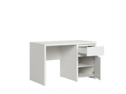 White Desk with Drawers 120cm Modern Home Office Study Deep Computer Table with Handless Storage Cabinet - Kaspian - thumbnail 2