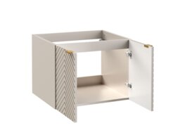 Bathroom Vanity Unit 2 Door Wall Cabinet 600mm Floating Ribbed Fluted Furniture Cashmere Beige - Cara - thumbnail 4