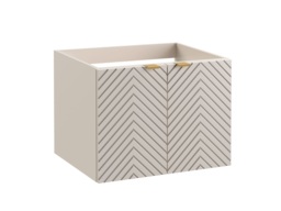 Bathroom Vanity Unit 2 Door Wall Cabinet 600mm Floating Ribbed Fluted Furniture Cashmere Beige - Cara - thumbnail 3