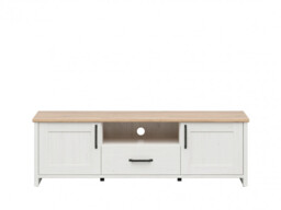 Scandi 2 Door 1 Drawer TV Entertainment Cabinet 160cm Soft Closing White Pine/Oak Effect Finish - Loksa - thumbnail 3