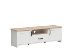 Scandi 2 Door 1 Drawer TV Entertainment Cabinet 160cm Soft Closing White Pine/Oak Effect Finish - Loksa - thumbnail 4