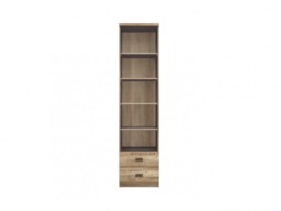 Urban Tall Bookcase Shelf Storage Shelving Bookcase Unit with 2 Drawers Oak Effect and Grey Finish - Malcolm - thumbnail 3