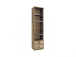 Urban Tall Bookcase Shelf Storage Shelving Bookcase Unit with 2 Drawers Oak Effect and Grey Finish - Malcolm - thumbnail 2