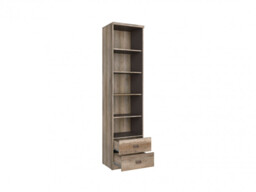 Urban Tall Bookcase Shelf Storage Shelving Bookcase Unit with 2 Drawers Oak Effect and Grey Finish - Malcolm - thumbnail 4