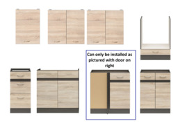 Corner Kitchen Cabinets Set Left Fitted Units Oak and Dark Wood Freestanding 8 Cupboards Complete DIY - Junona - thumbnail 4