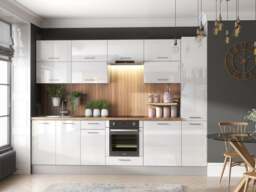 Modern Kitchen Cabinet Set Slim Larder 12 Unit Oven Housing White High Gloss 280cm - Ella