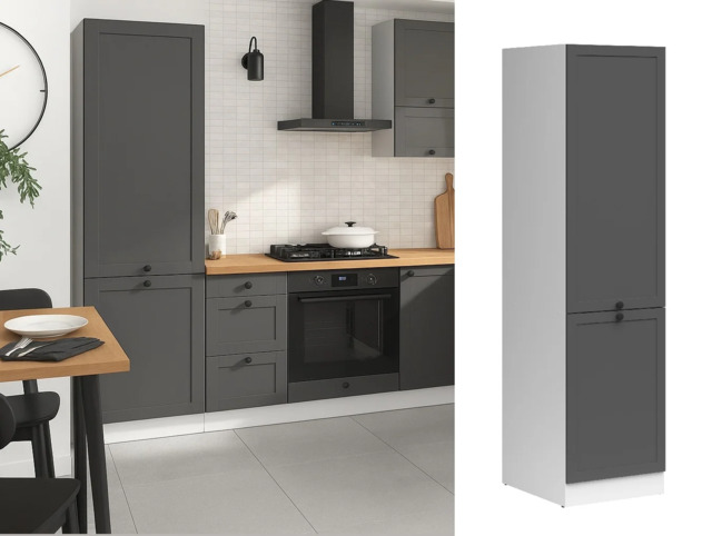 500mm Tall Kitchen Unit Larder Cabinet Pantry Freestanding Cupboard Shaker Dark Grey Right - Junona - image 1