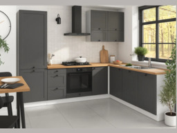 500mm Tall Kitchen Unit Larder Cabinet Pantry Freestanding Cupboard Shaker Dark Grey Right - Junona - thumbnail 2