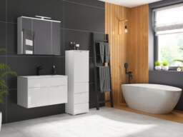 Illuminated Bathroom Cabinet White Bathroom Mirror 800mm Storage Unit Wall 3 Door Cupboard with LED Lights - Spice - thumbnail 2