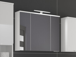 Illuminated Bathroom Cabinet White Bathroom Mirror 800mm Storage Unit Wall 3 Door Cupboard with LED Lights - Spice