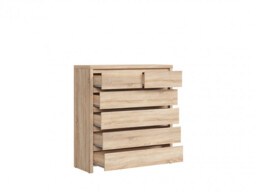 Modern Chest of Drawers Tallboy 6 Drawer Storage Unit Somona Oak Light Wood Effect 104.5cm - Kaspian - thumbnail 4