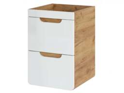 Bathroom Furniture Set Wall Hung Vanity 400mm Drawer Unit with Sink and Mirror Cabinet White Gloss Oak - Aruba - thumbnail 4