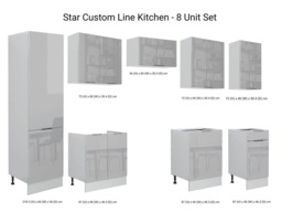 Kitchen Cabinets Set 8 Units with 600mm Larder Cupboard Modern Light Grey Gloss 300cm Set - Star - thumbnail 2