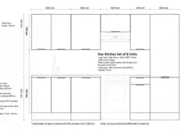 Kitchen Cabinets Set 8 Units with 600mm Larder Cupboard Modern Light Grey Gloss 300cm Set - Star - thumbnail 3