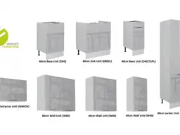 Kitchen Cabinets Set 8 Units with 600mm Larder Cupboard Modern Light Grey Gloss 300cm Set - Star - thumbnail 2