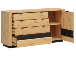 Storage Set Double Wardrobe Large Sideboard Soft Close Artisan Black Oak with LED Lights Boho - Ostia - thumbnail 4