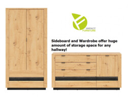 Storage Set Double Wardrobe Large Sideboard Soft Close Artisan Black Oak with LED Lights Boho - Ostia - thumbnail 2
