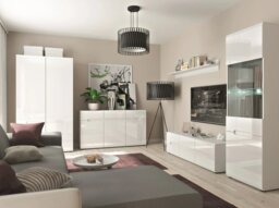 60cm Wide Chest of Drawers White Gloss Tallboy Modern Tall Storage Unit Handleless Black Brown Inserts - Azteca - thumbnail 3
