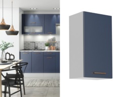 400mm Kitchen Wall Unit Midnight Blue Cabinet Cupboard Narrow Slim Dark Navy Slab Door - Nora