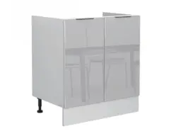 Kitchen Sink Unit with Sit On Sink and Freestanding Base Cabinet 800mm Cupboard Light Grey Gloss - Star - thumbnail 4
