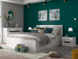 Ottoman Storage Double Bed White Gloss Euro 140cm Frame Gas Lift Up Underbed Compartment Modern - Tetrix - thumbnail 3